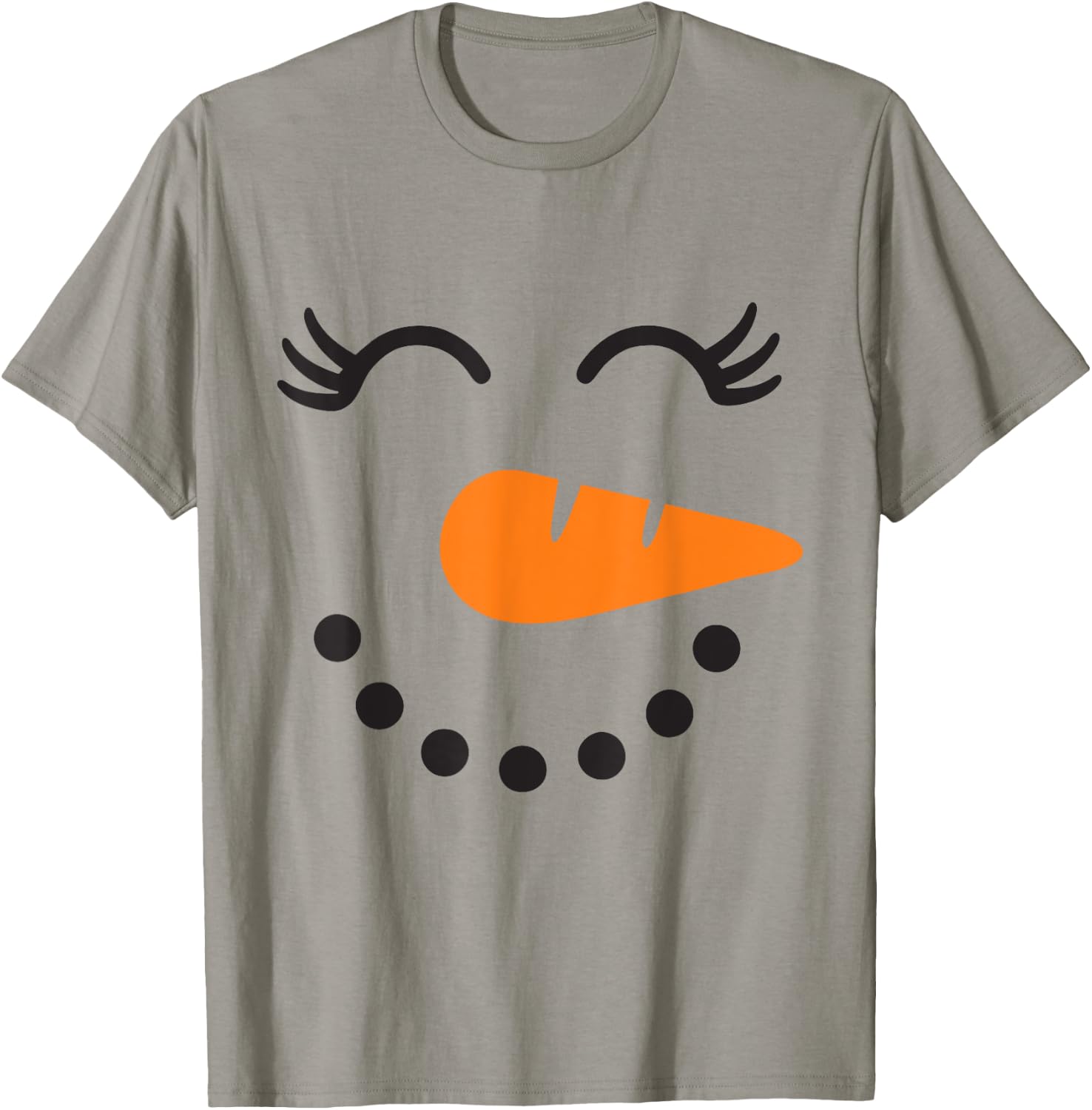 Eyelashes Christmas Outfit Snowman Face Costume Girls T-Shirt - T-Shirt | Sand