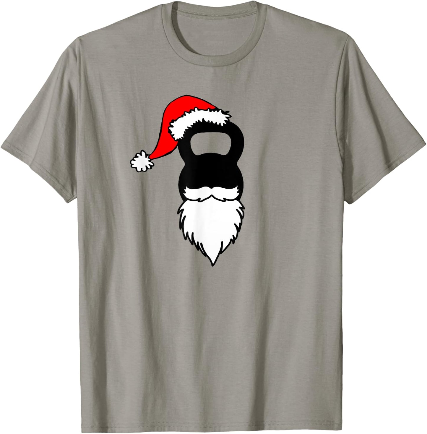 Kettlebell Santa Hat And Beard Christmas Workout T-Shirt - T-Shirt | Sand