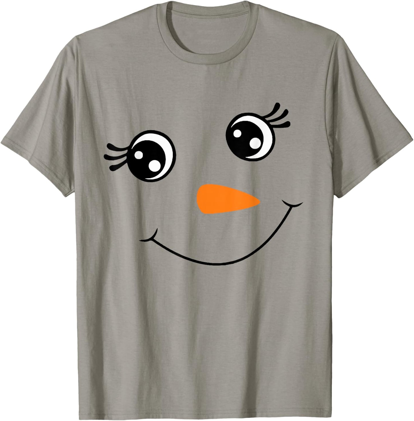 Winter Snowman Face Eyelashes Christmas Xmas For Girl T-Shirt - T-Shirt | Sand