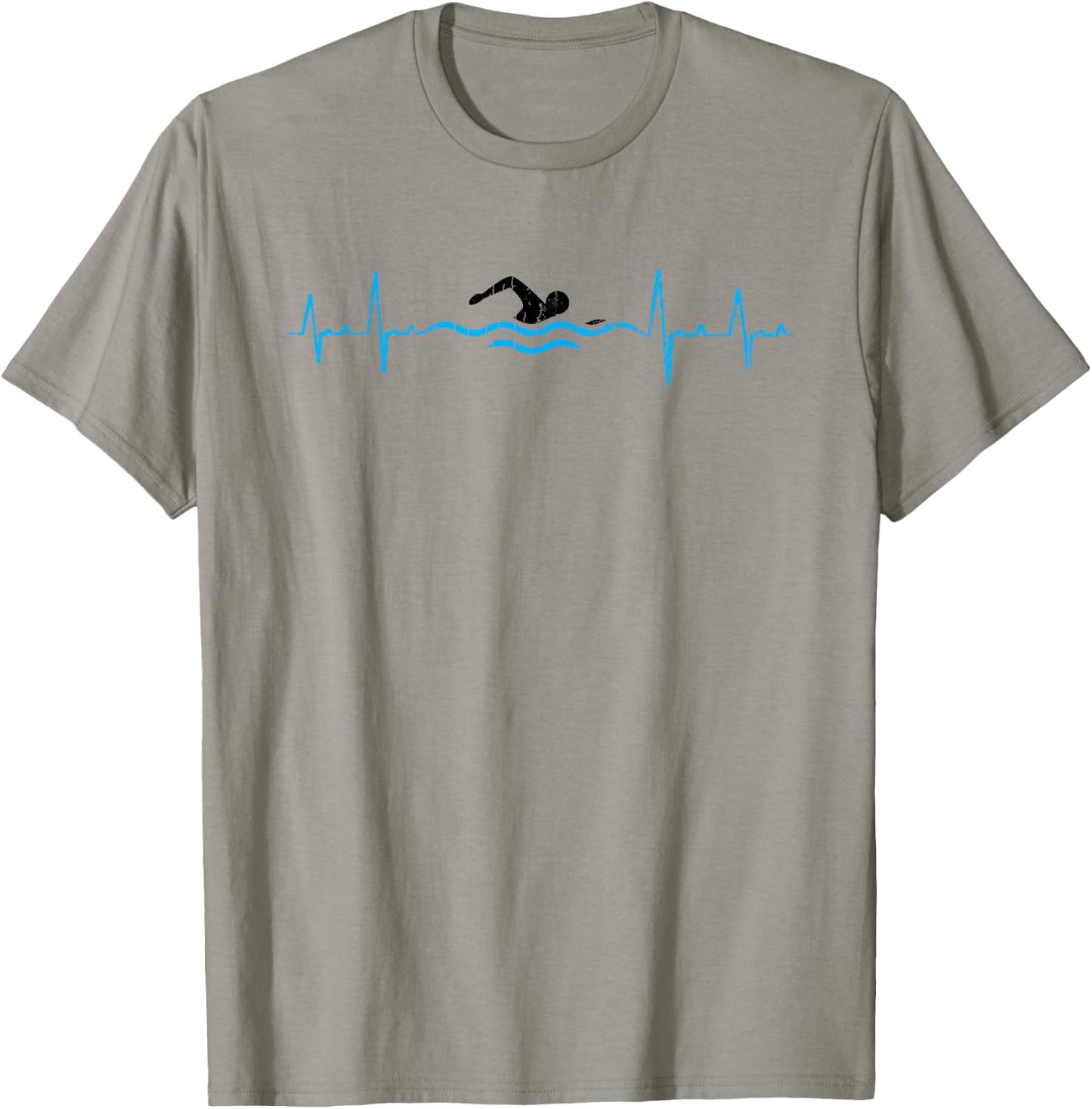 Swimming Heartbeat Funny Swimmer Swim Coach Player Graphic T-Shirt - T-Shirt | Sand