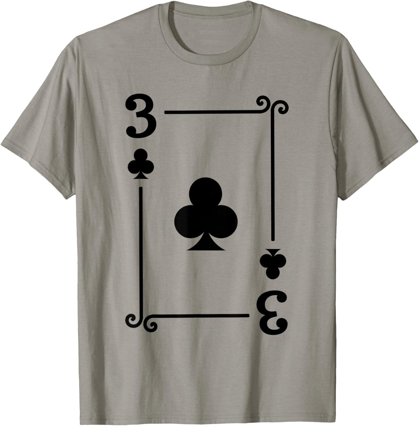 Playing Cards - Matching Clubs Card Suits - Three Card T-Shirt - T-Shirt | Sand