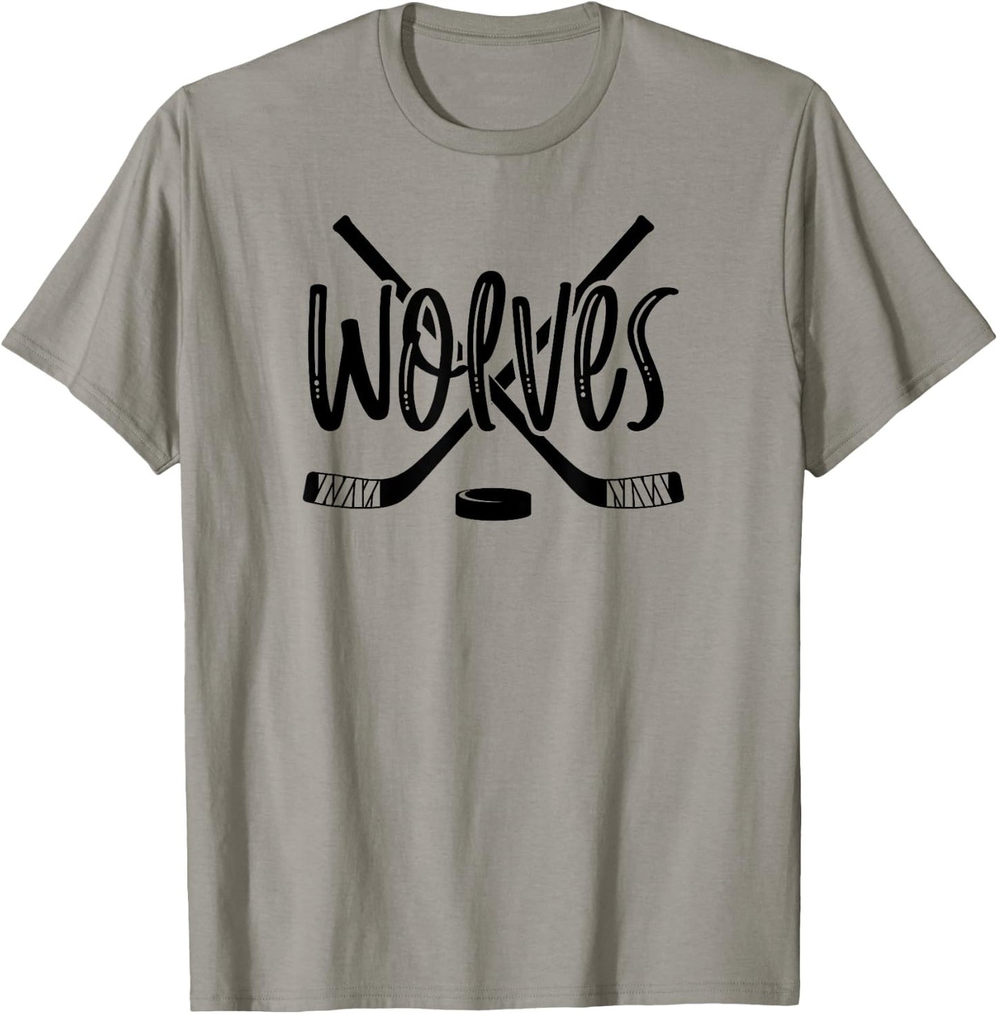 Wolves Hockey Team Mascot School Spirit Game Night T-Shirt - T-Shirt | Sand
