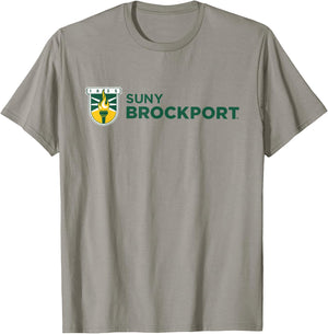SUNY Brockport Golden Eagles Institutional Shield Logo T-Shirt - T-Shirt | Sand