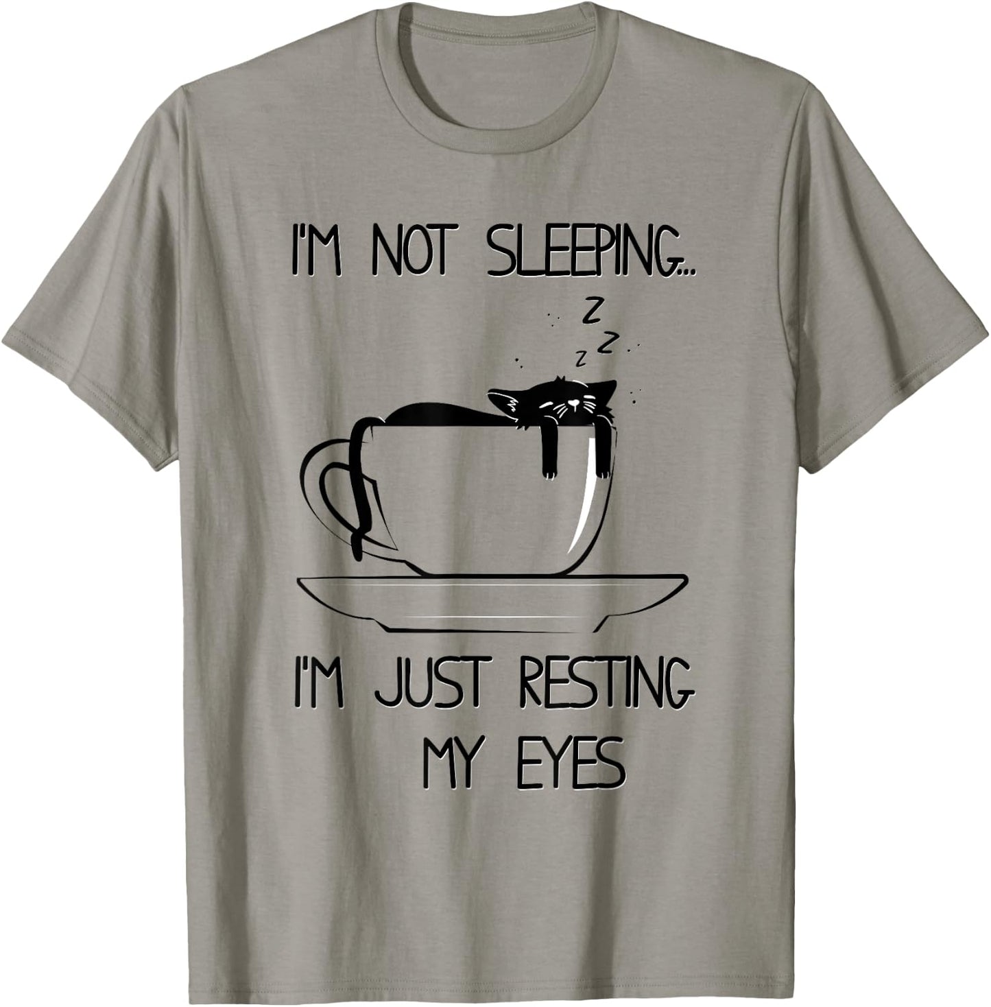 Cute sleeping cat in a cup Men Women Girls Kids T-Shirt - T-Shirt | Sand