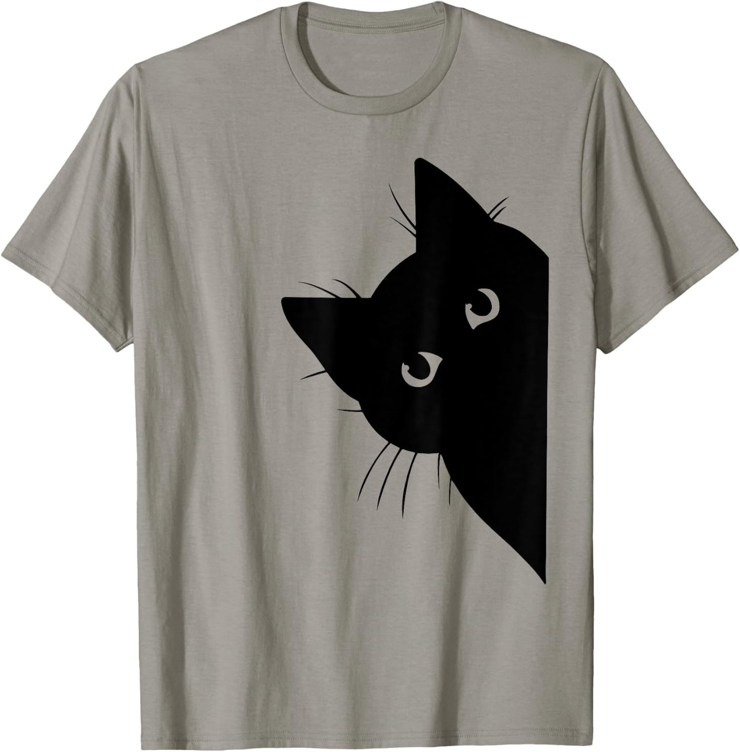 Curious Black Cat Peeking, Funny Sneaky Cat, Cat Mom Cat Dad T-Shirt - T-Shirt | Sand