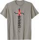 Survivor Christian Cross Warrior Peach Ribbon Uterine Cancer T-Shirt - T-Shirt | Sand