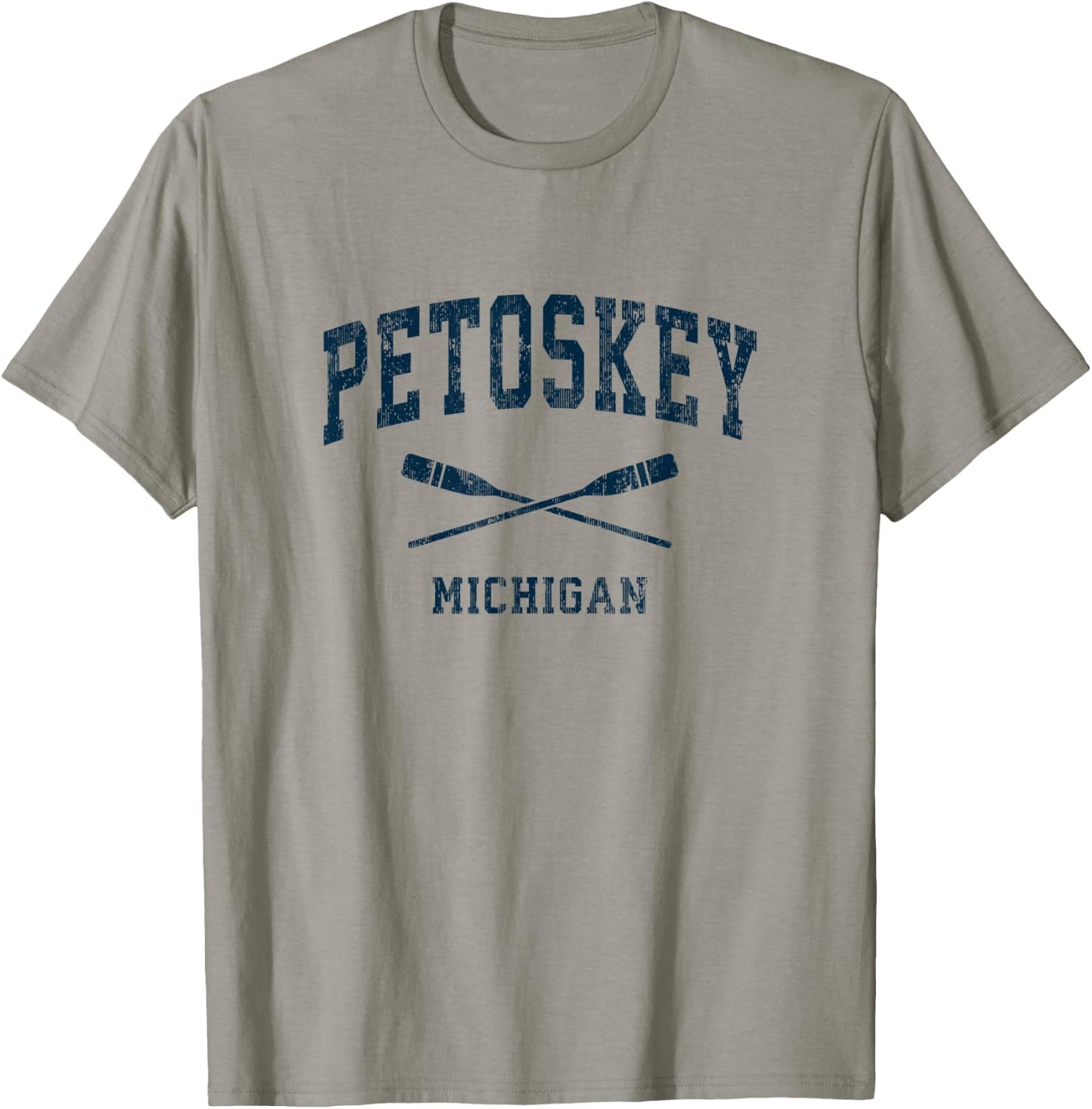 Petoskey Michigan Vintage Nautical Paddles Sports Oars T-Shirt - T-Shirt | Sand