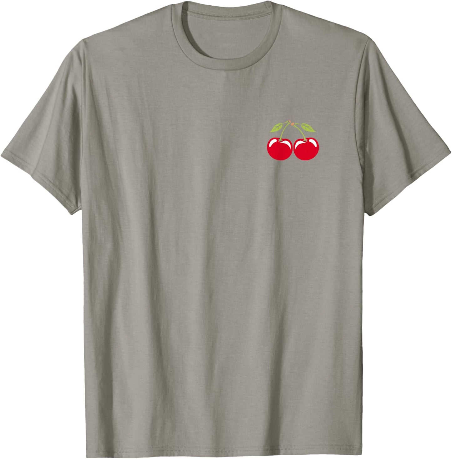 Humour Small Minimalist Cherry Fruit Simple Cherry , White T-Shirt - T-Shirt | Sand