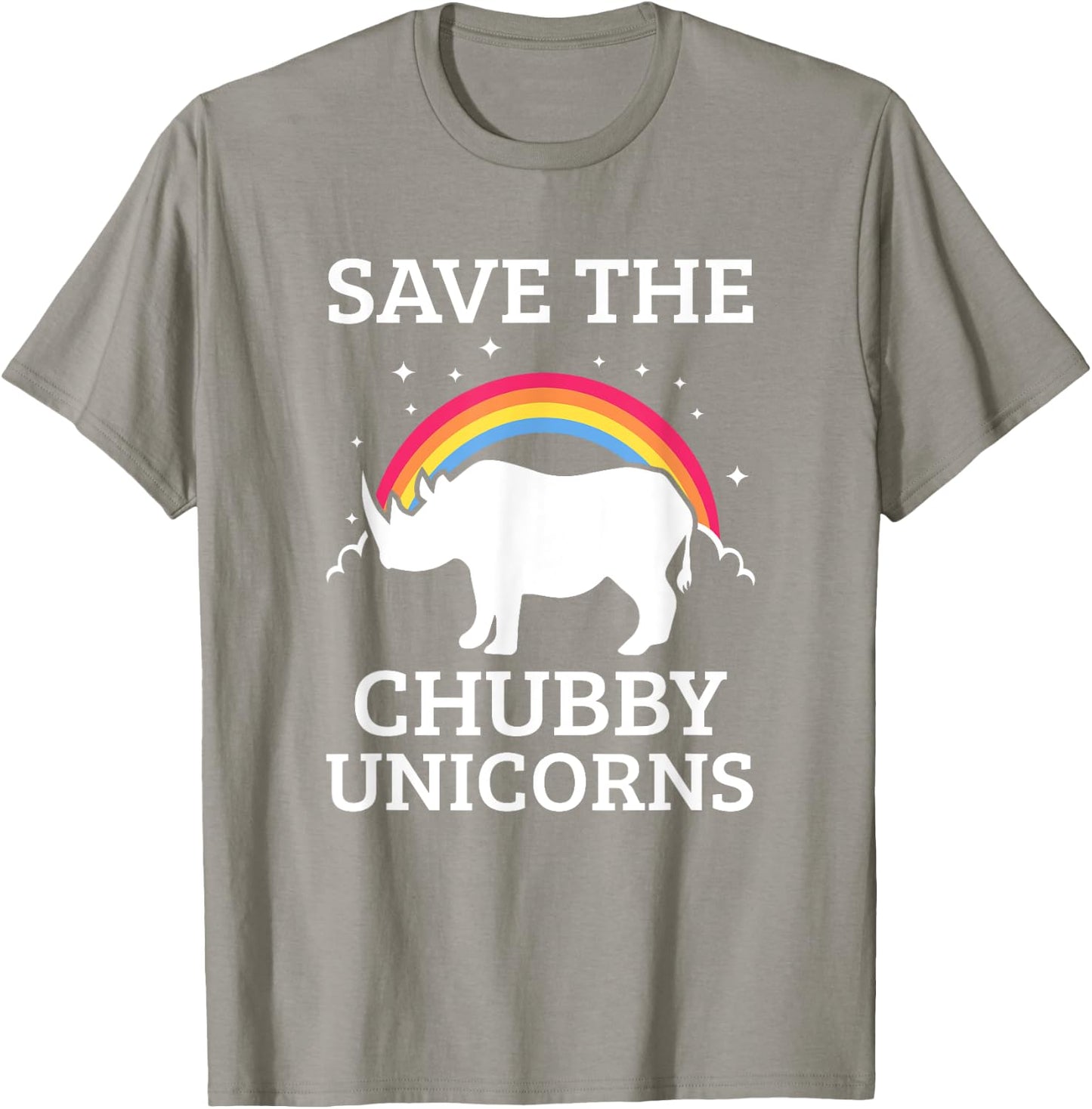 Save The Chubby Unicorns Rhino Rainbow T-Shirt - T-Shirt | Sand