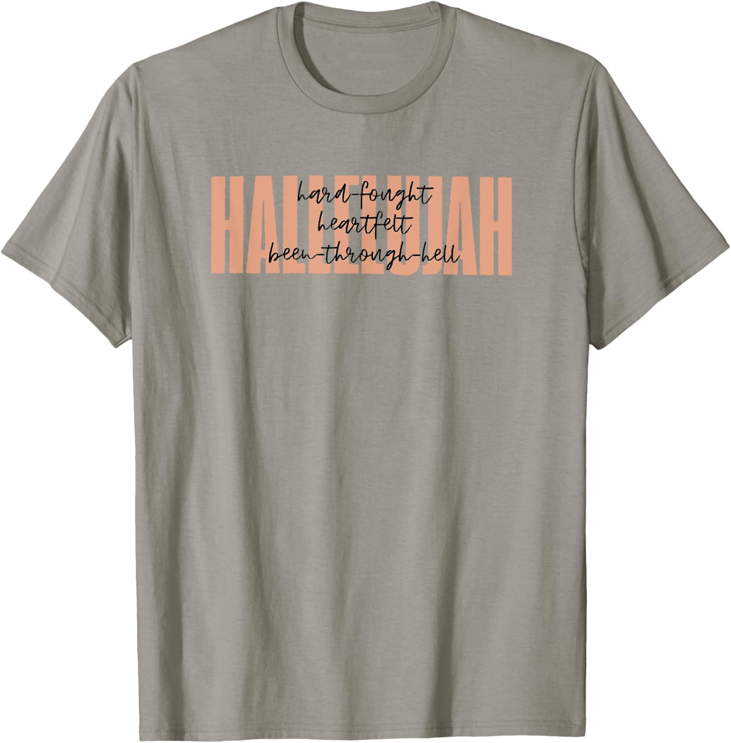 Retro Christian Worship Hard Fought Hallelujah -Adults Christian , Grey, Small, Short Sleeve T-Shirt - T-Shirt | Sand