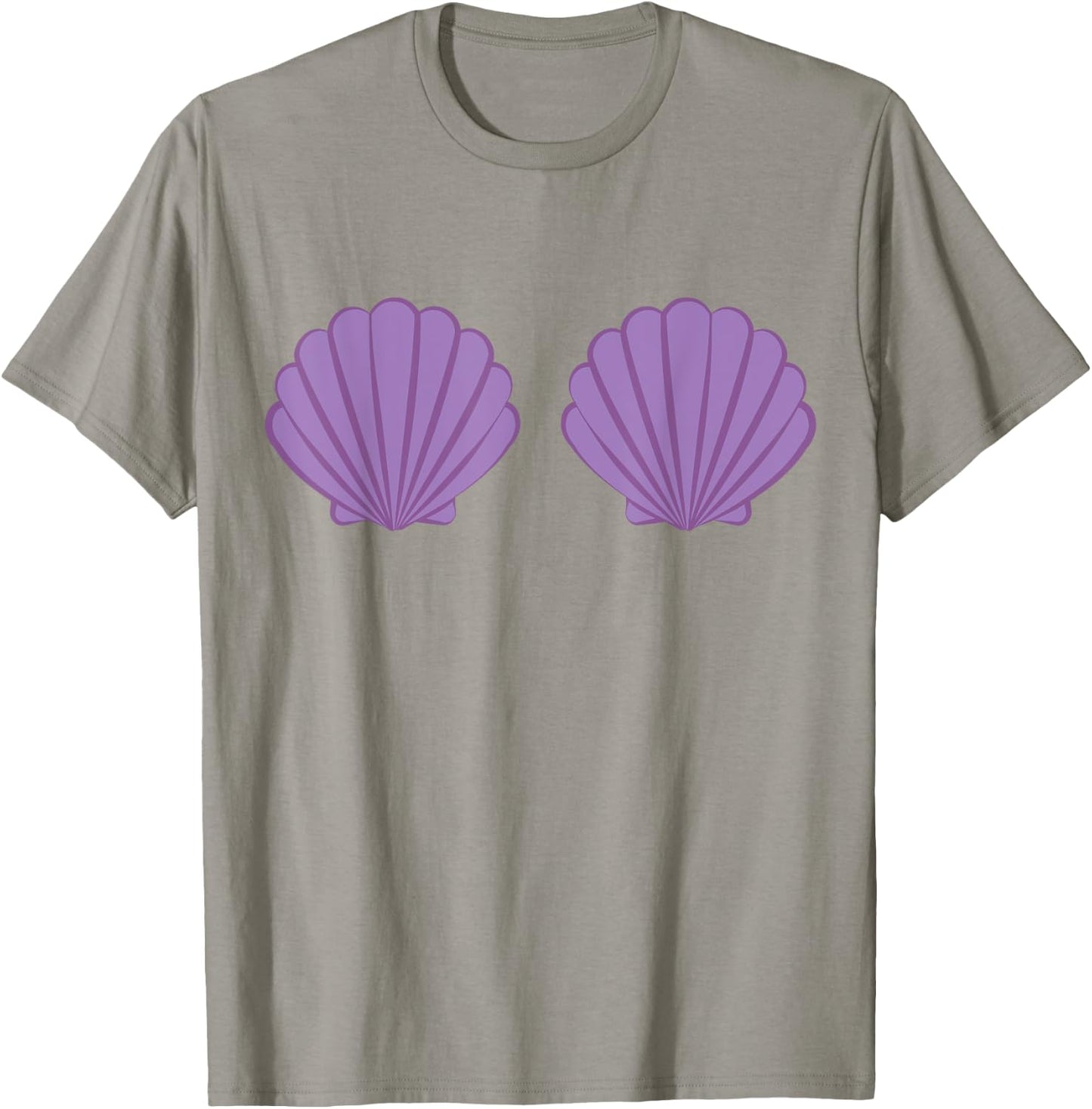 Mermaid Shell Bra Purple Shells Cartoon Graphic , White T-Shirt - T-Shirt | Sand