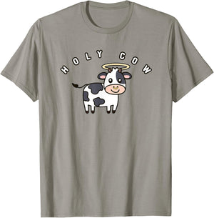Funny Holy Cow Cute Farm Cow With Halo Animal Lover T-Shirt - T-Shirt | Sand