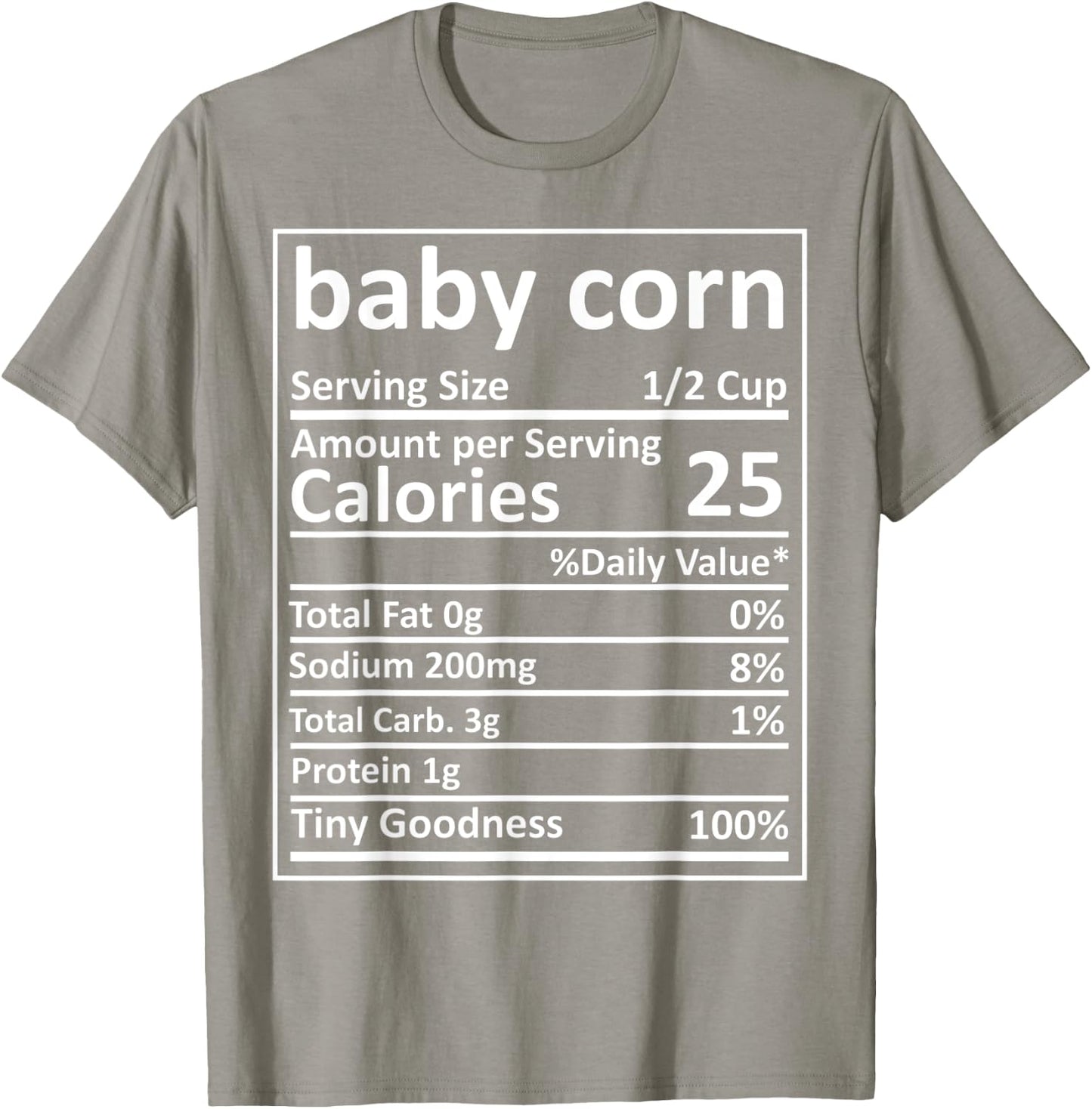 Baby Corn Nutrition Thanksgiving Food Facts Xmas T-Shirt - T-Shirt | Sand