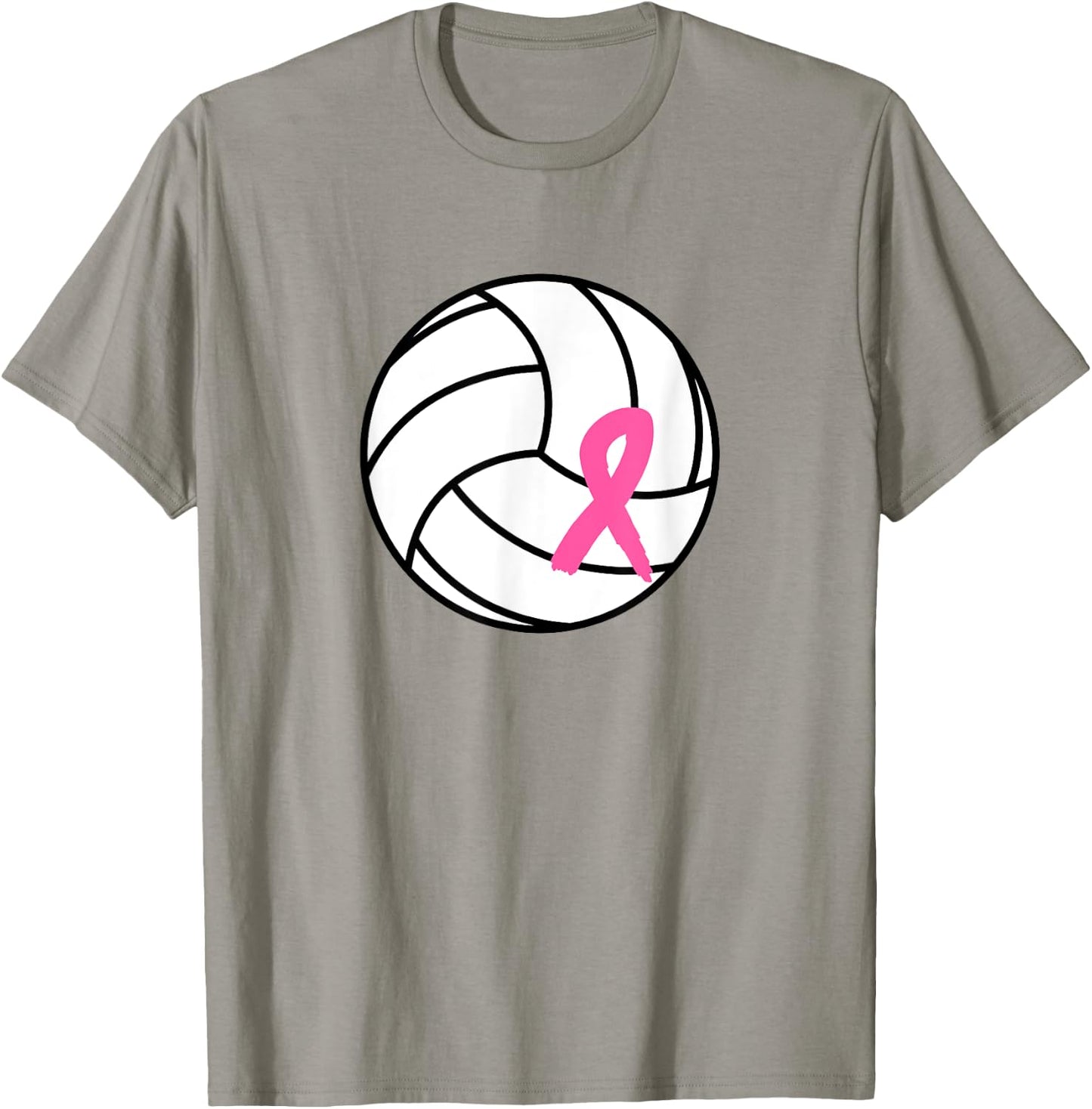 Volleyball Pink Ribbon Breast Cancer Awareness T-Shirt - T-Shirt | Sand