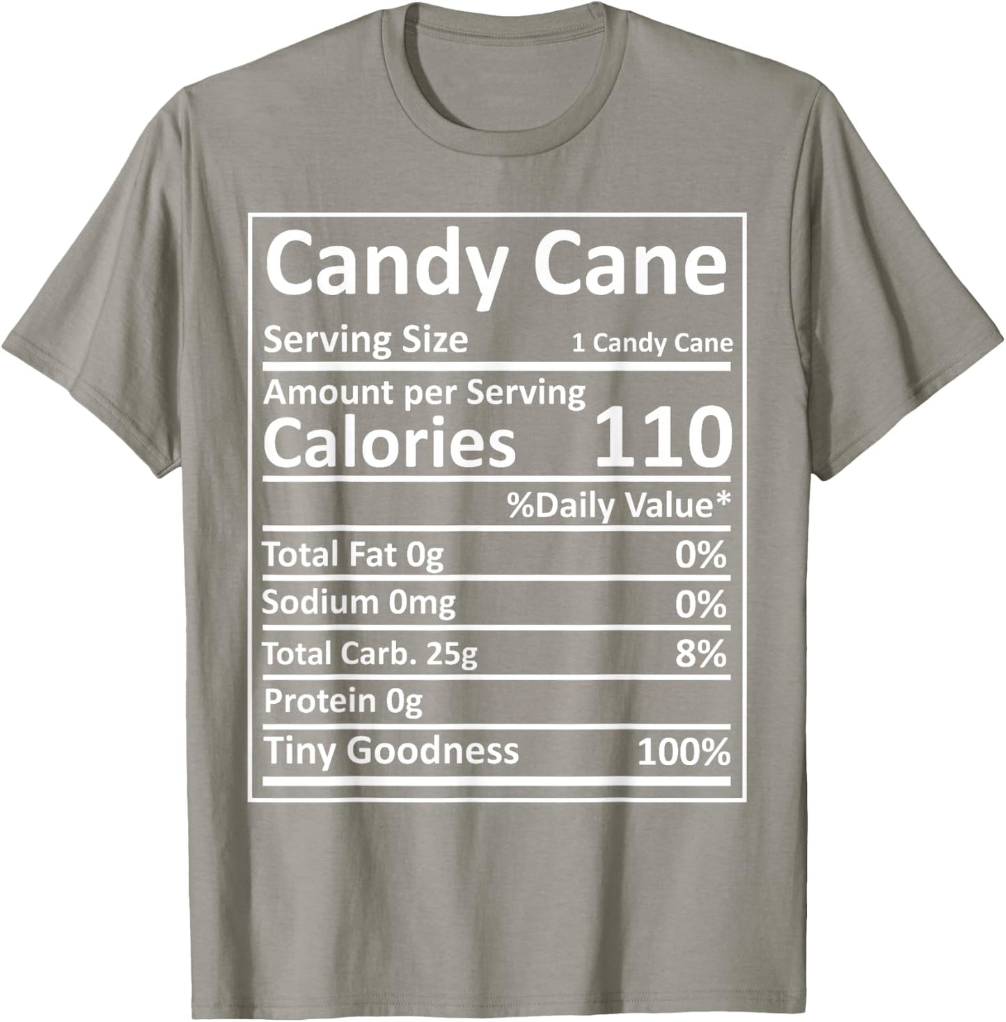 Candy Cane Nutrition Thanksgiving Food Facts Xmas T-Shirt - T-Shirt | Sand