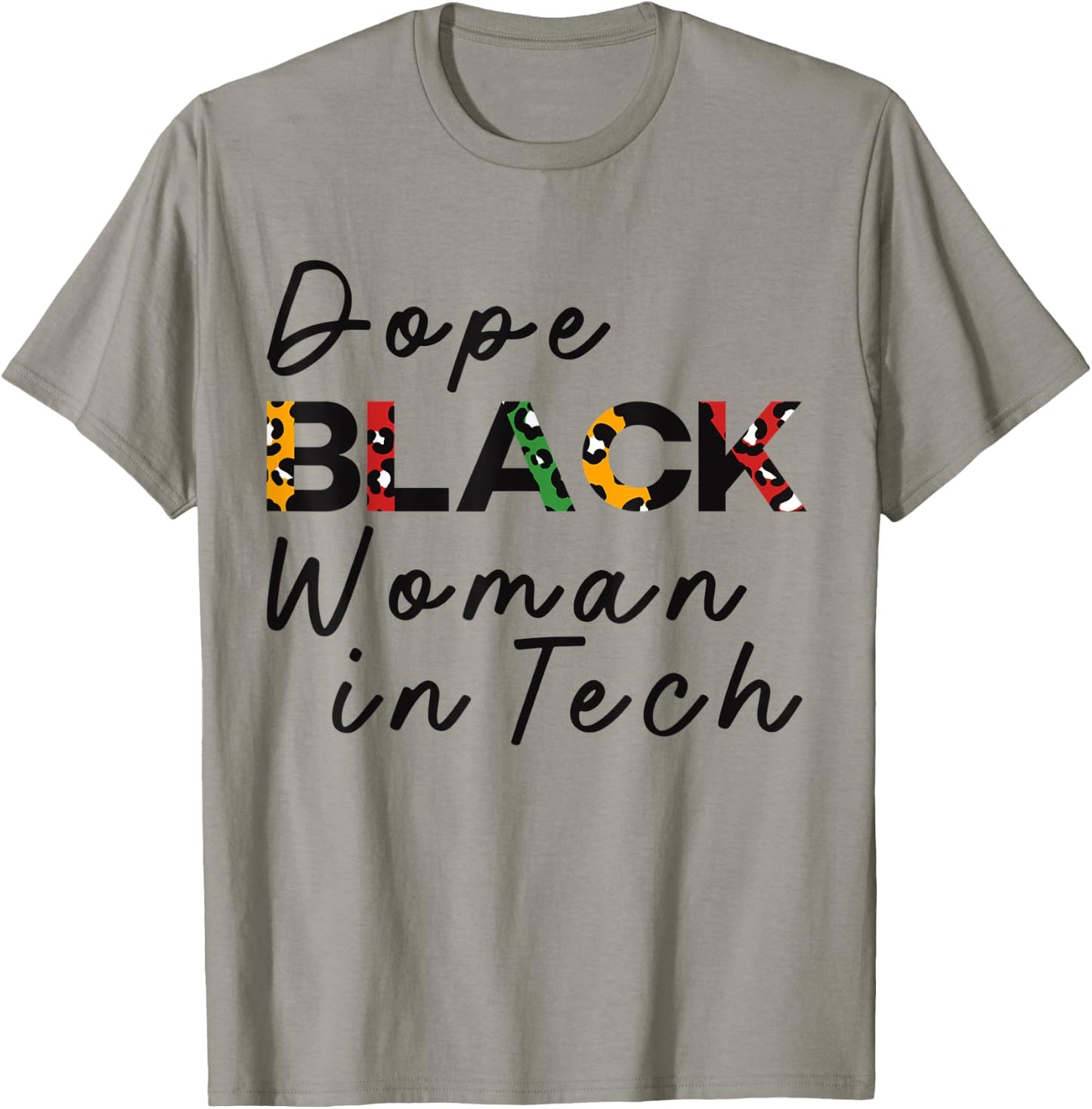 Dope Black Woman in Tech Leopard Print Melanin Queen BHM T-Shirt - T-Shirt | Sand
