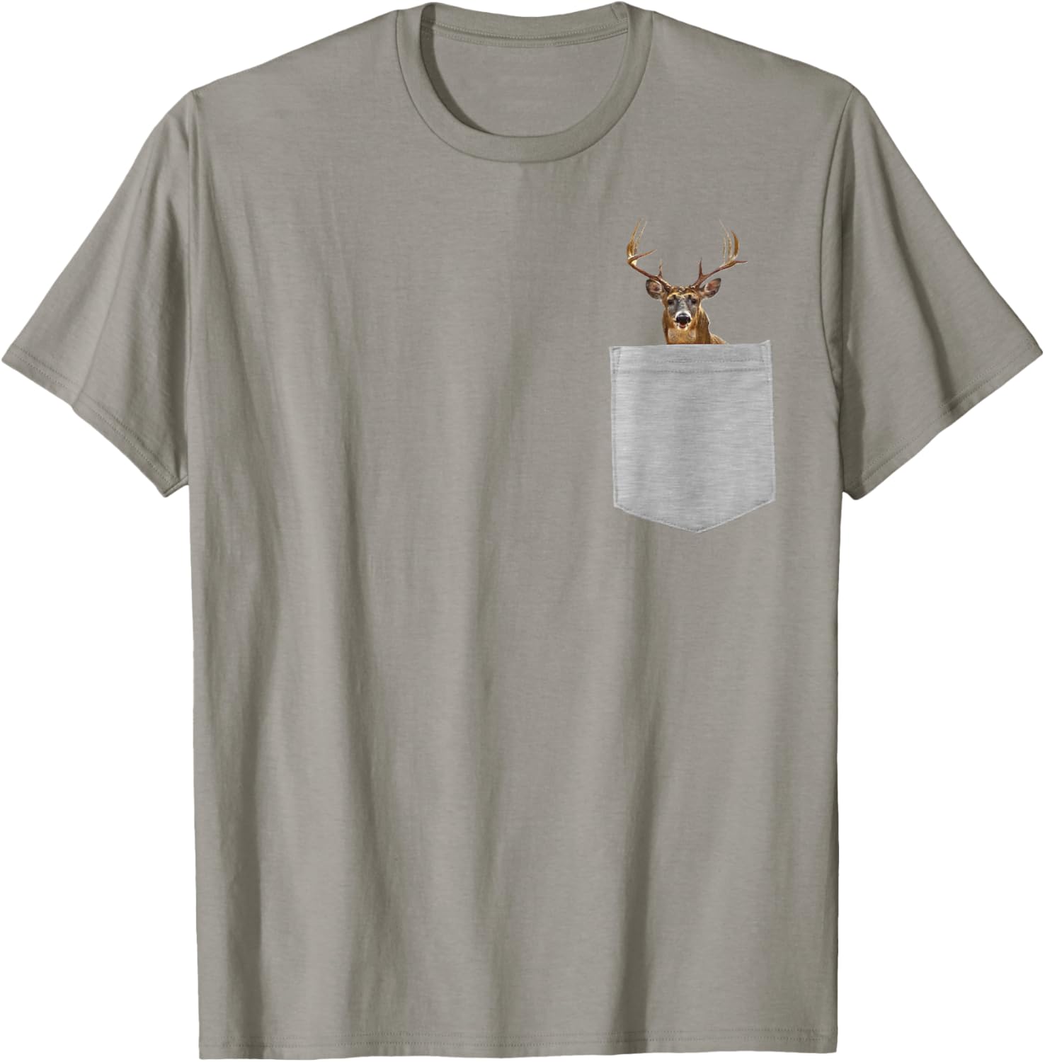 Animal in Your Pocket Funny White Tail Deer peeking out t sh T-Shirt - T-Shirt | Sand