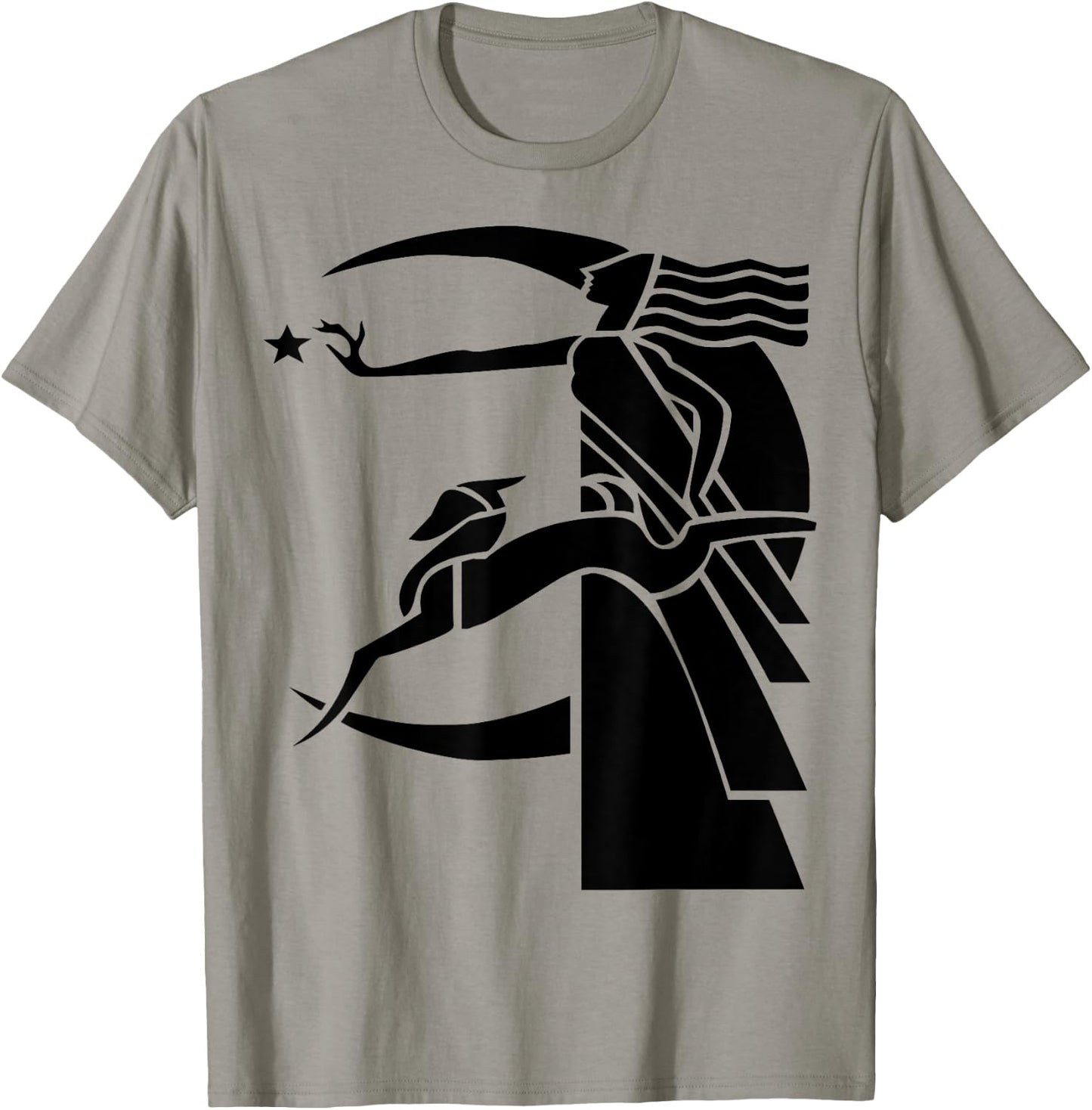 Art Deco Woman Moon Dog T-Shirt - T-Shirt | Sand