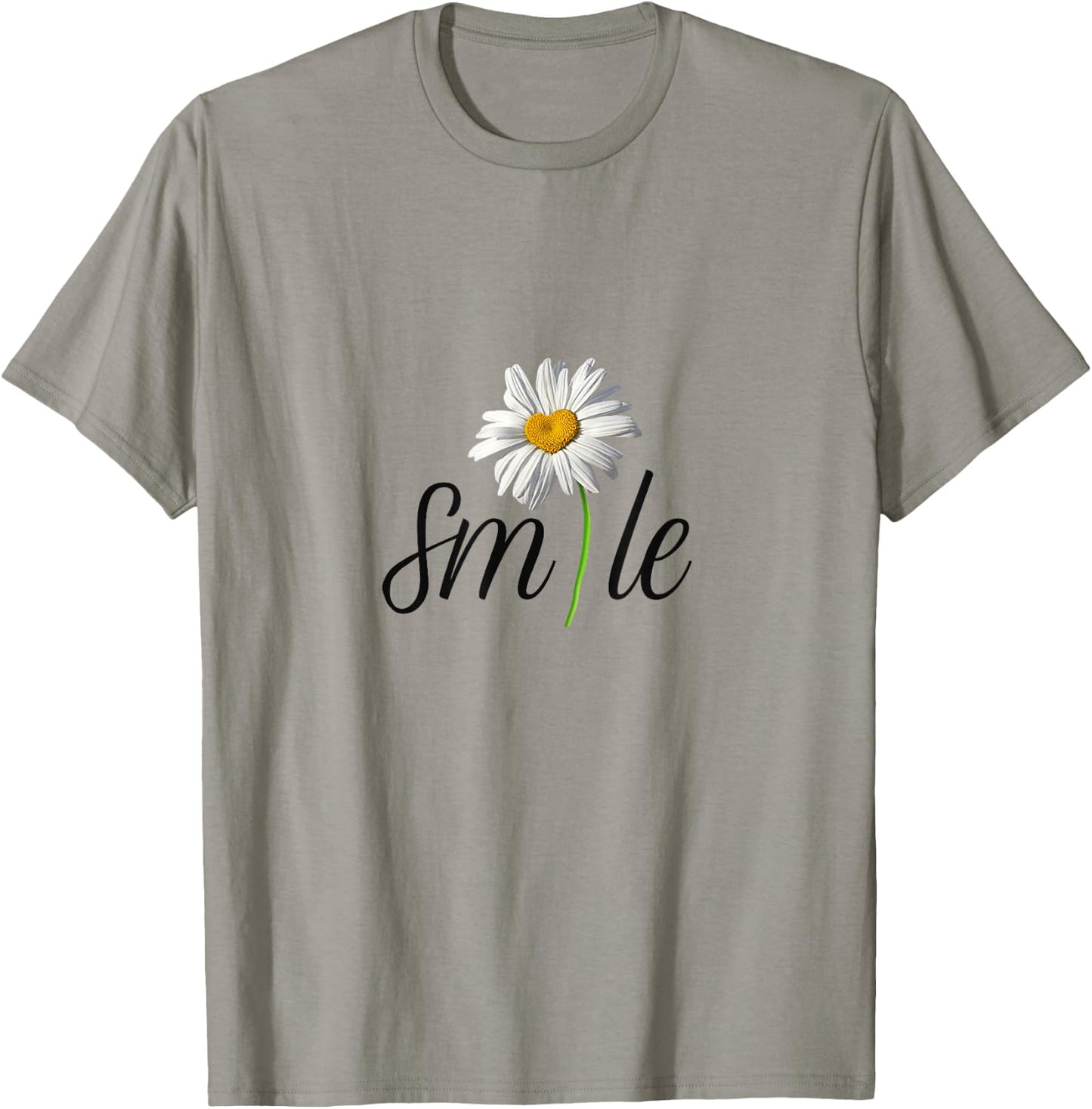 Cute And Funny White and Yellow Daisy Flower Smile T-Shirt - T-Shirt | Sand