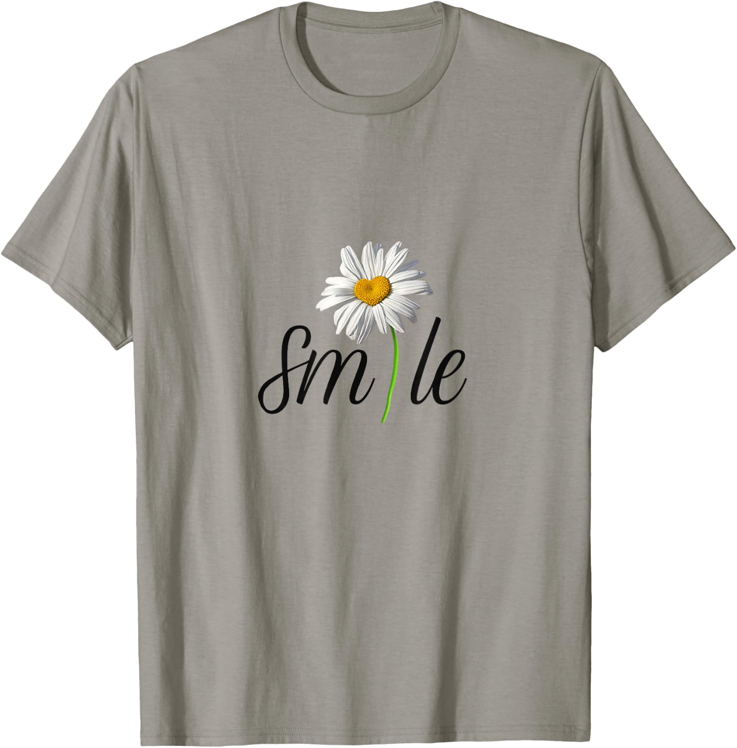 Cute And Funny White and Yellow Daisy Flower Smile T-Shirt - T-Shirt | Sand