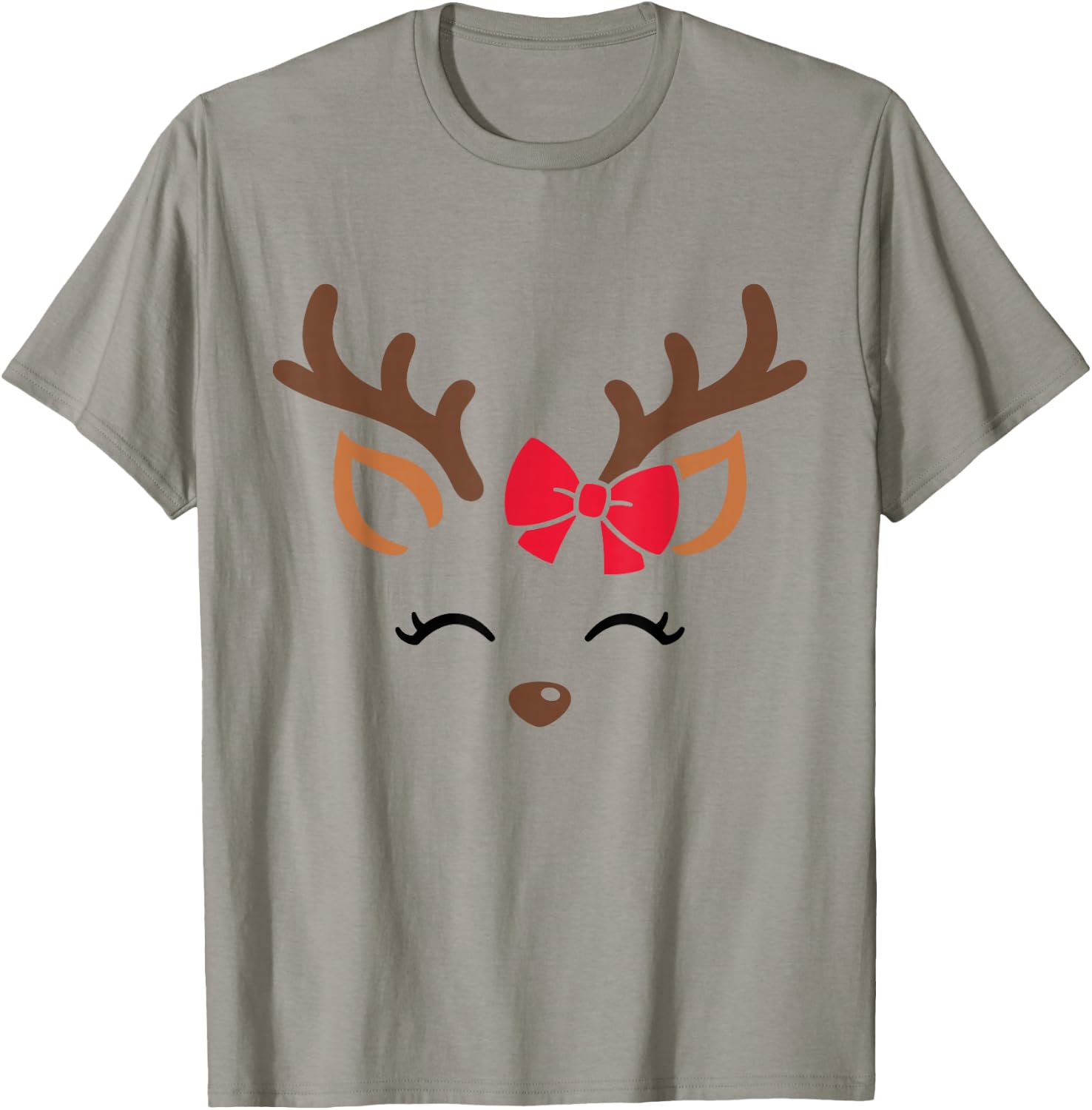 Reindeer Face Glasses Christmas Costume Xmas Pajama Girls T-Shirt - T-Shirt | Sand