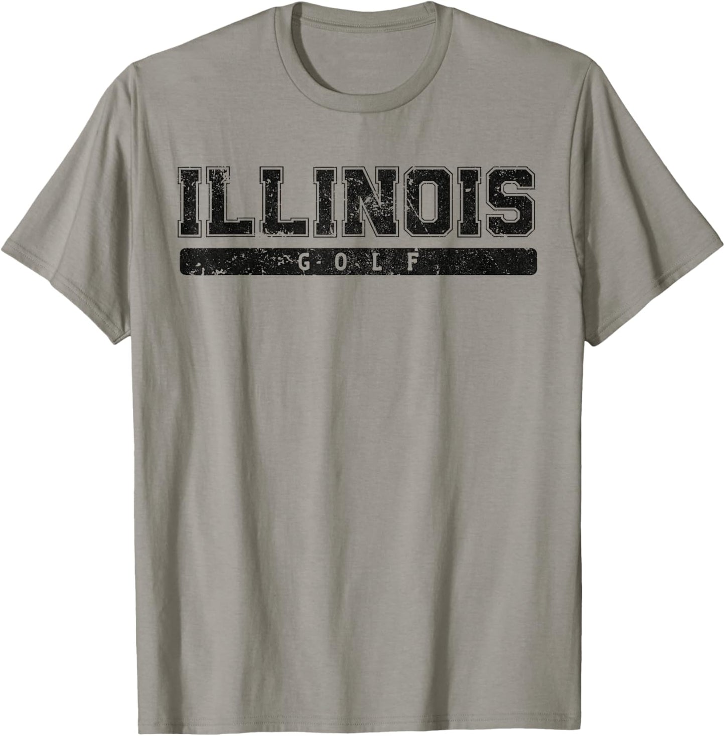 Illinois Golf Black Vintage Text T-Shirt - T-Shirt | Sand