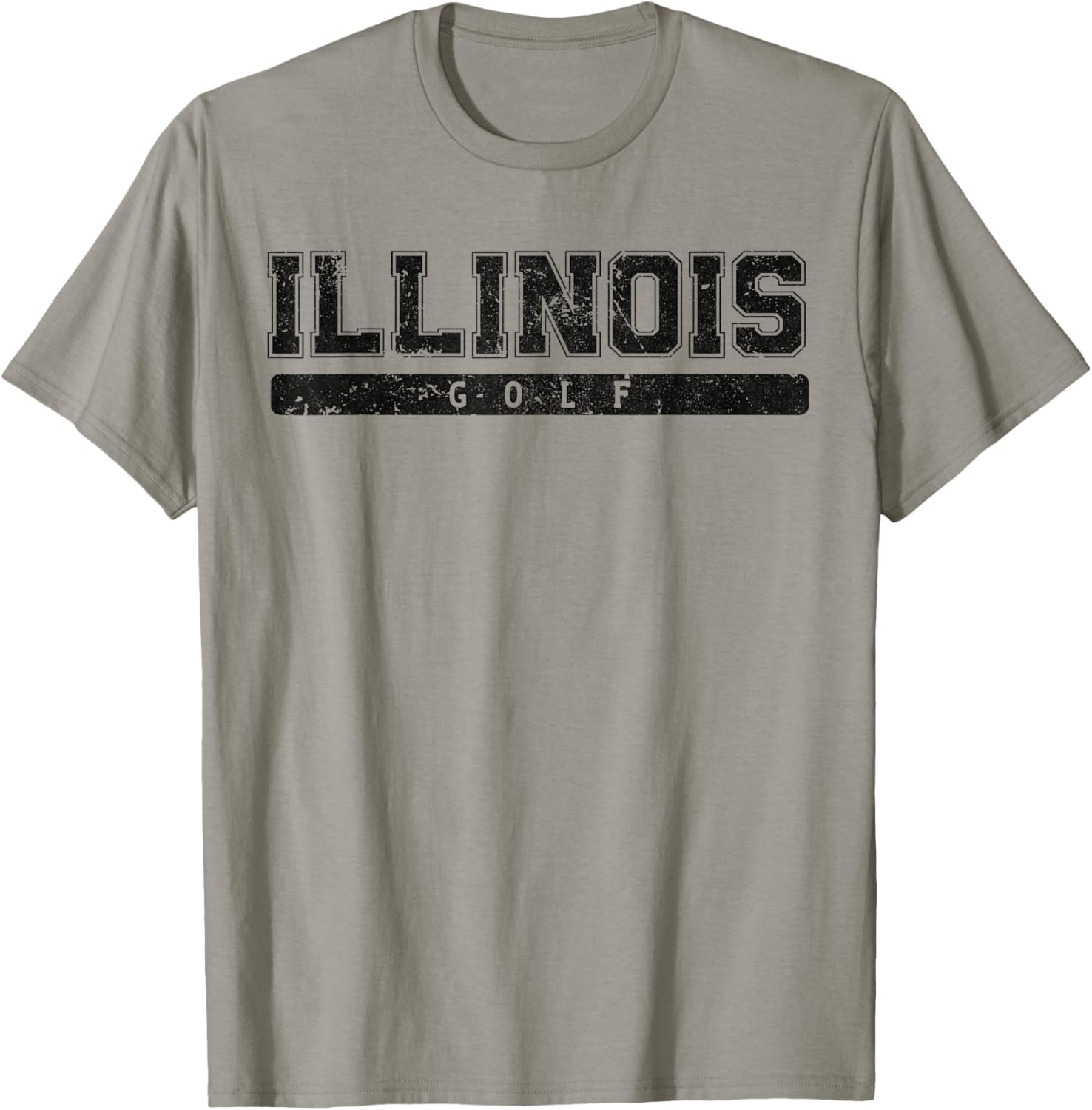 Illinois Golf Black Vintage Text T-Shirt - T-Shirt | Sand