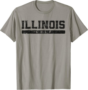 Illinois Golf Black Vintage Text T-Shirt - T-Shirt | Sand