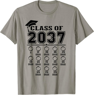 Class of 2037 grow with me checklist kindergarten 12th grade T-Shirt - T-Shirt | Sand