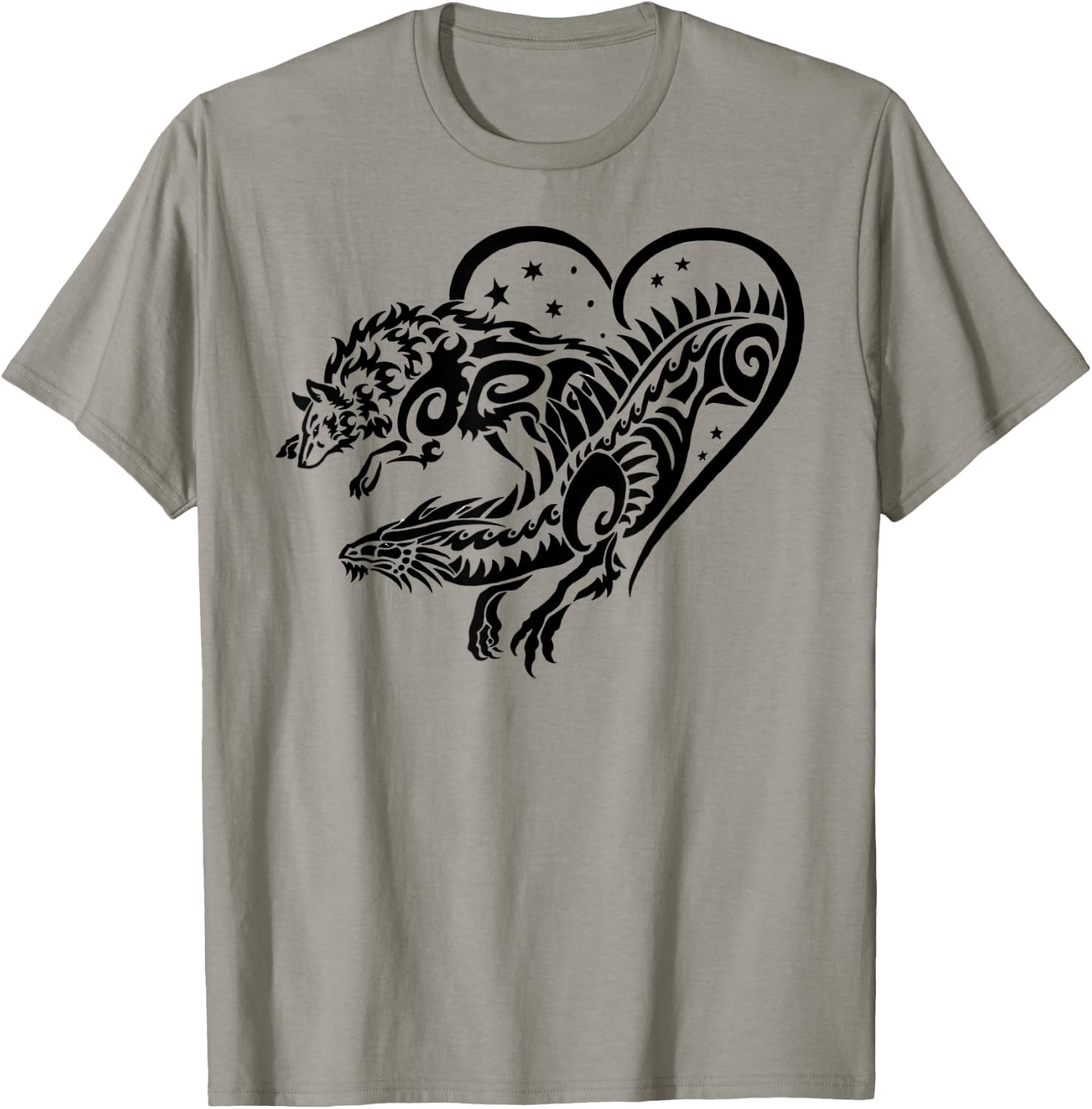 The Dreaming Dragon Wolf and Dragon Love T-Shirt - T-Shirt | Sand