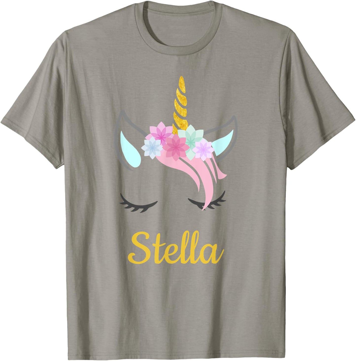 Stella White Unicorn Name T-Shirt - T-Shirt | Sand