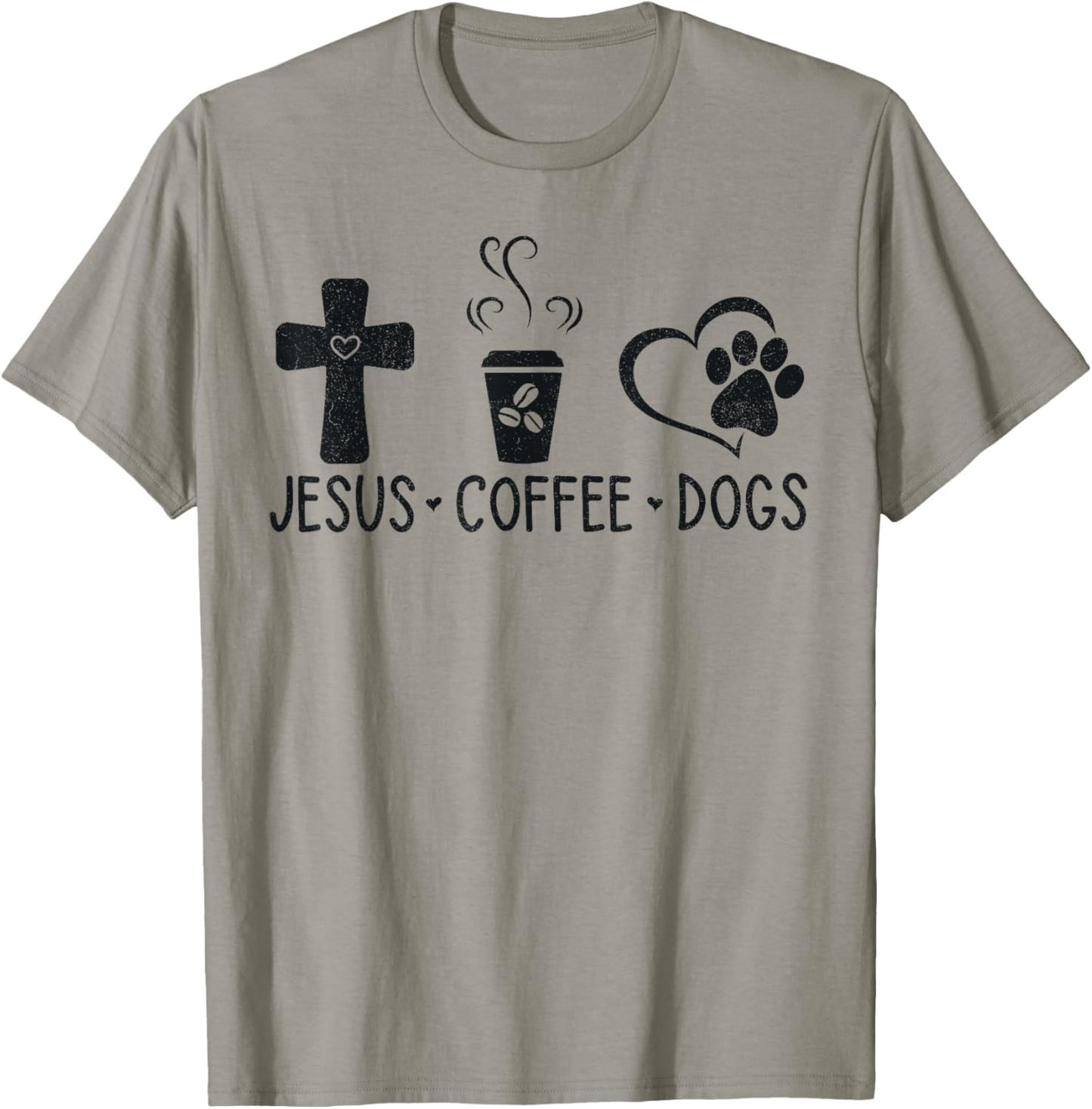 Jesus Coffee Dogs Funny Christian Dog Owners Lovers Men Women T-Shirt - T-Shirt | Sand