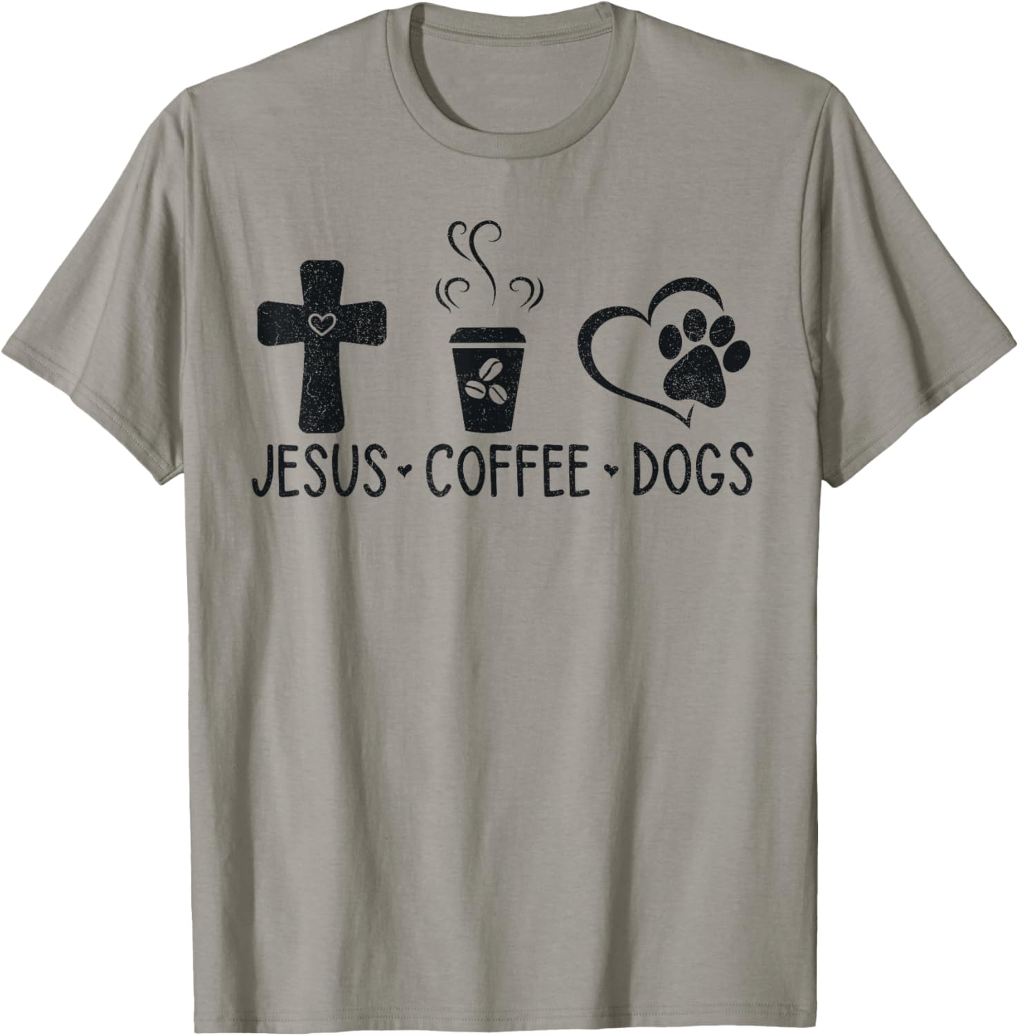 Jesus Coffee Dogs Funny Christian Dog Owners Lovers Men Women T-Shirt - T-Shirt | Sand