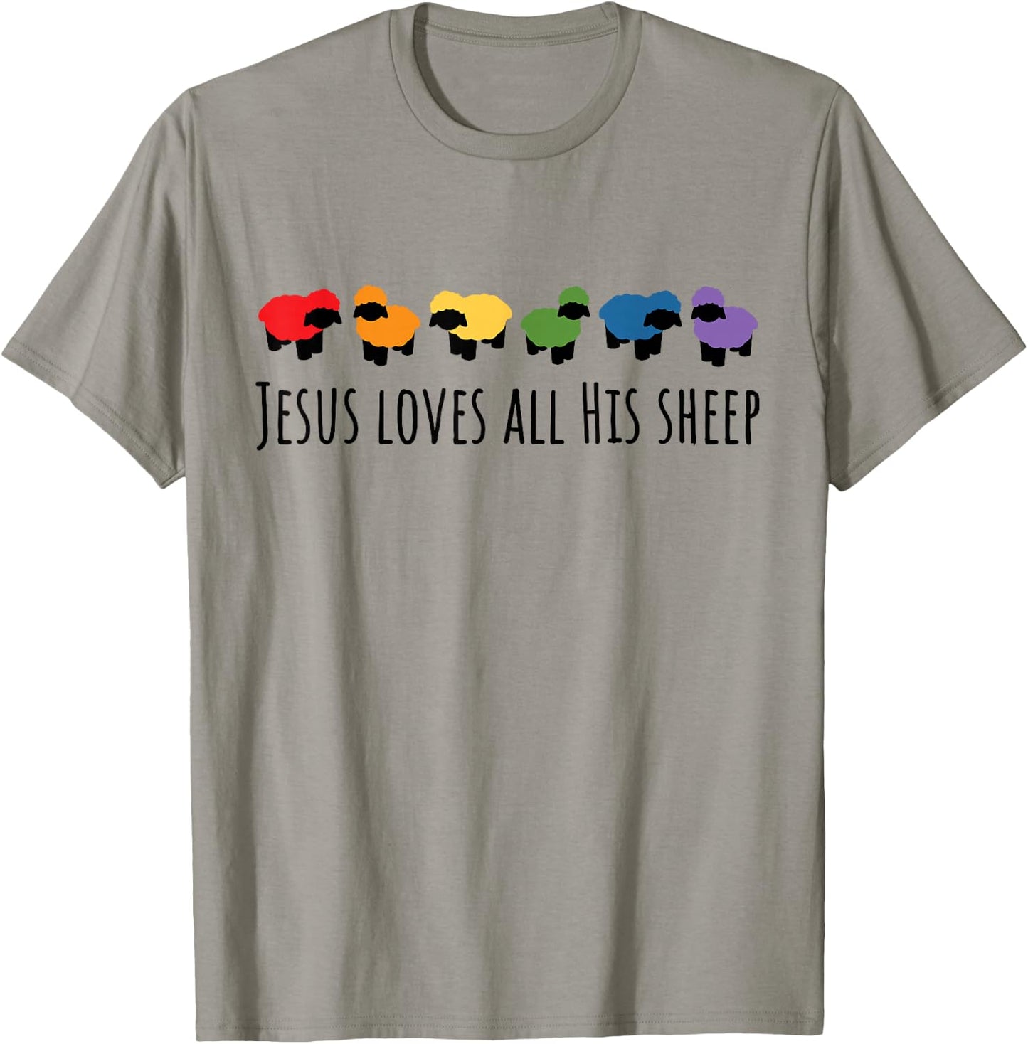 Jesus Loves All His Sheep Christian Gay Pride LGBTQIA+ T-Shirt - T-Shirt | Sand