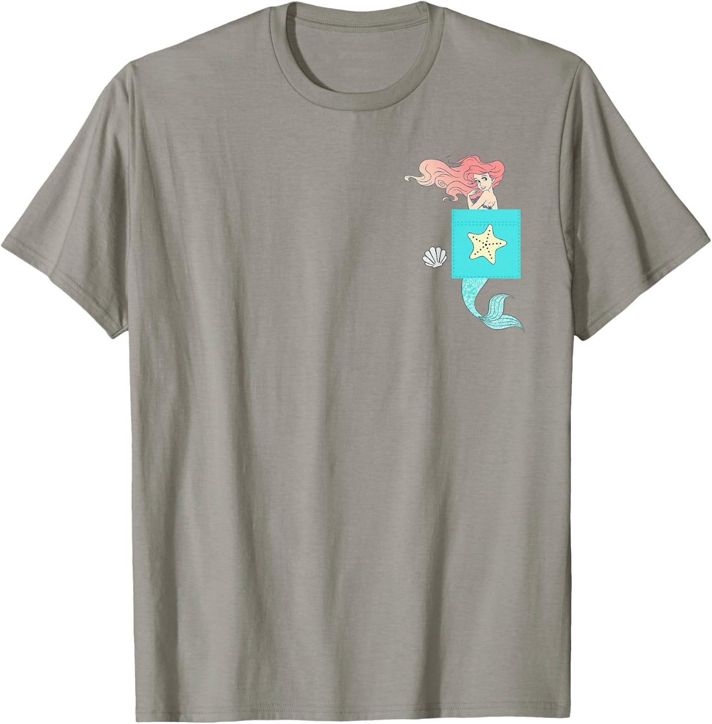 Disney The Little Mermaid Ariel Mermaid Shell Pocket Icon T-Shirt - T-Shirt | Sand