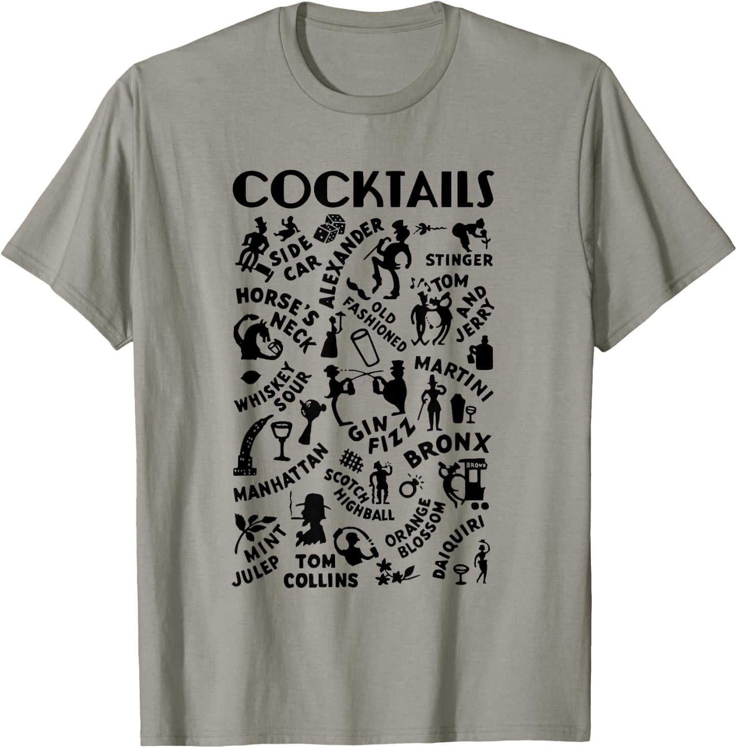 Vintage Cocktails Menu Bartender's Guide Cocktail Lounge T-Shirt - T-Shirt | Sand