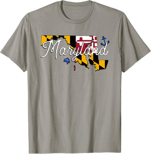 Maryland State Flag and Anchor T-Shirt - T-Shirt | Sand