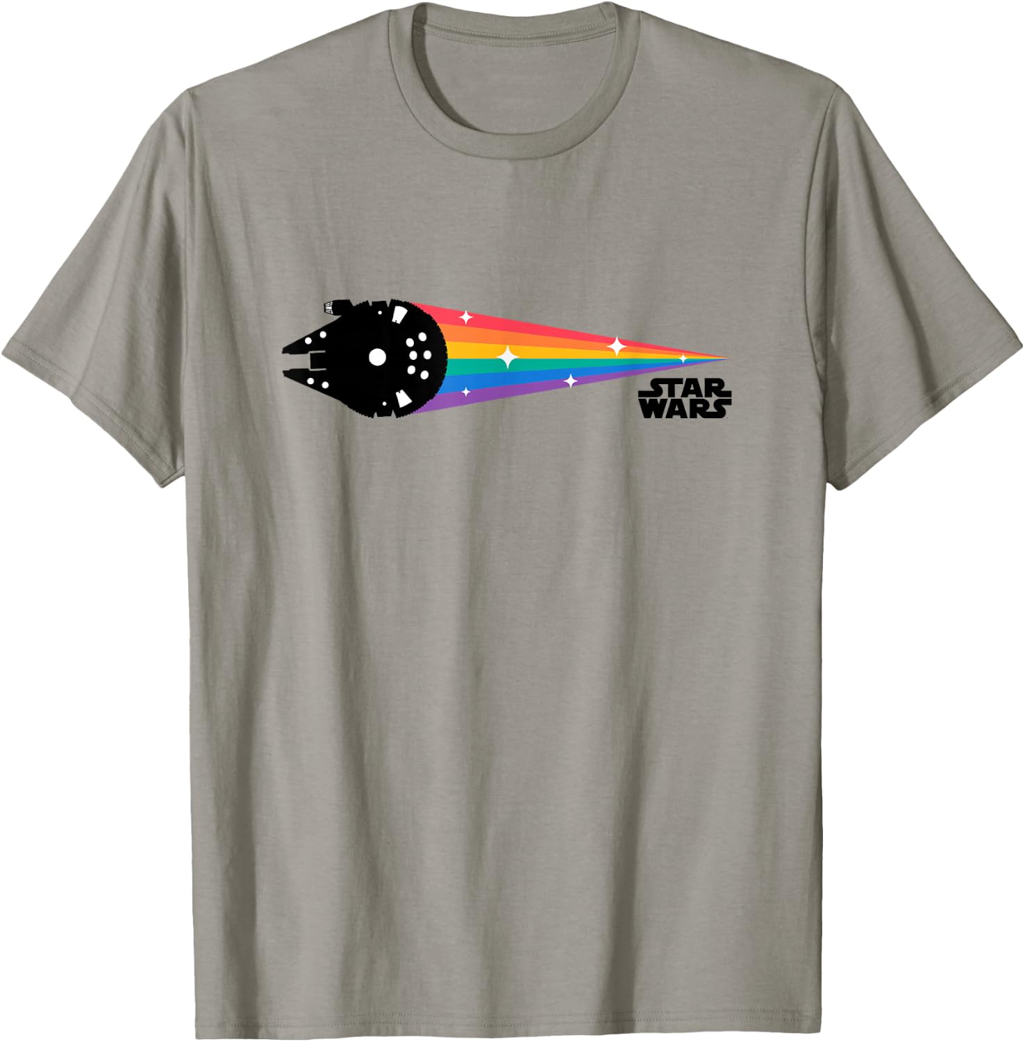 Star Wars Iconic Millennium Falcon Retro Rainbow Colors Logo T-Shirt - T-Shirt | Sand