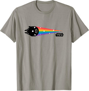 Star Wars Iconic Millennium Falcon Retro Rainbow Colors Logo T-Shirt - T-Shirt | Sand