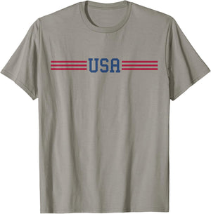 USA Women Men Patriotic American White 4th of July T-Shirt - T-Shirt | Sand