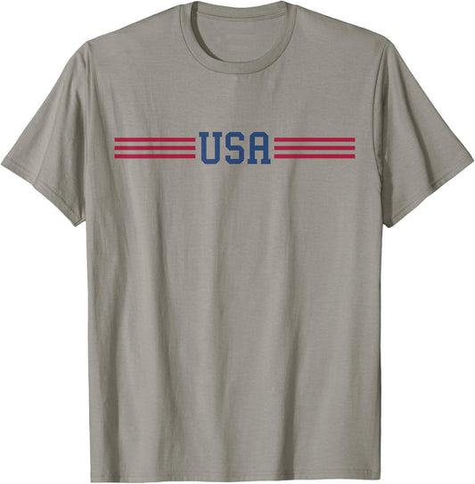 USA Women Men Patriotic American White 4th of July T-Shirt - T-Shirt | Sand