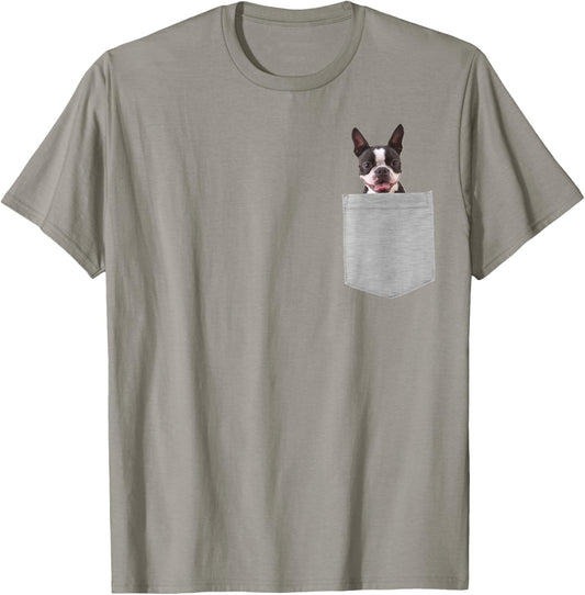 Dog in Your Pocket Boston Terrier Women Girls Kids T-Shirt - T-Shirt | Sand