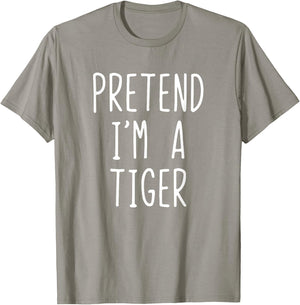 Pretend I'm Tiger Costume Halloween Funny Lazy Adult Kids T-Shirt - T-Shirt | Sand