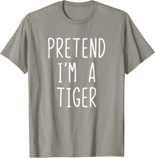 Pretend I'm Tiger Costume Halloween Funny Lazy Adult Kids T-Shirt - T-Shirt | Sand