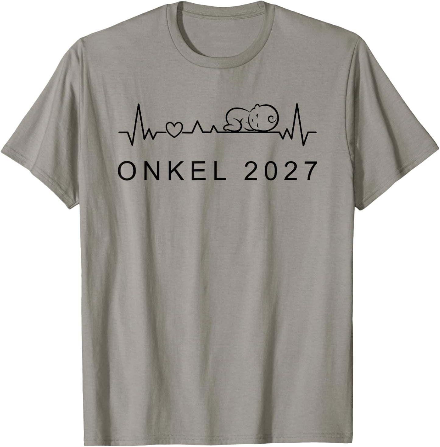 Onkel 2027 Herzschlag Mit Baby Schwangerschaft verkünden T-Shirt - T-Shirt | Sand