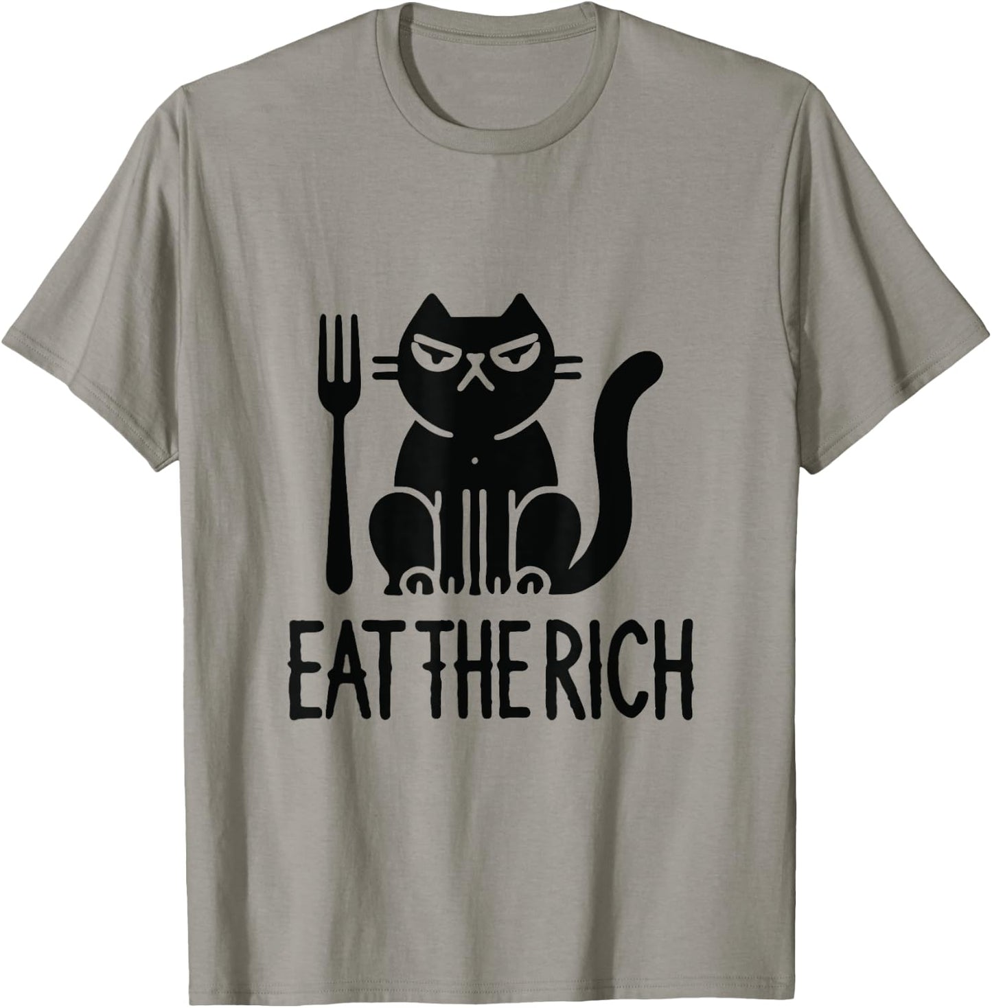 Eat the rich, corporate greed, funny cat, humor, rebellion T-Shirt - T-Shirt | Sand
