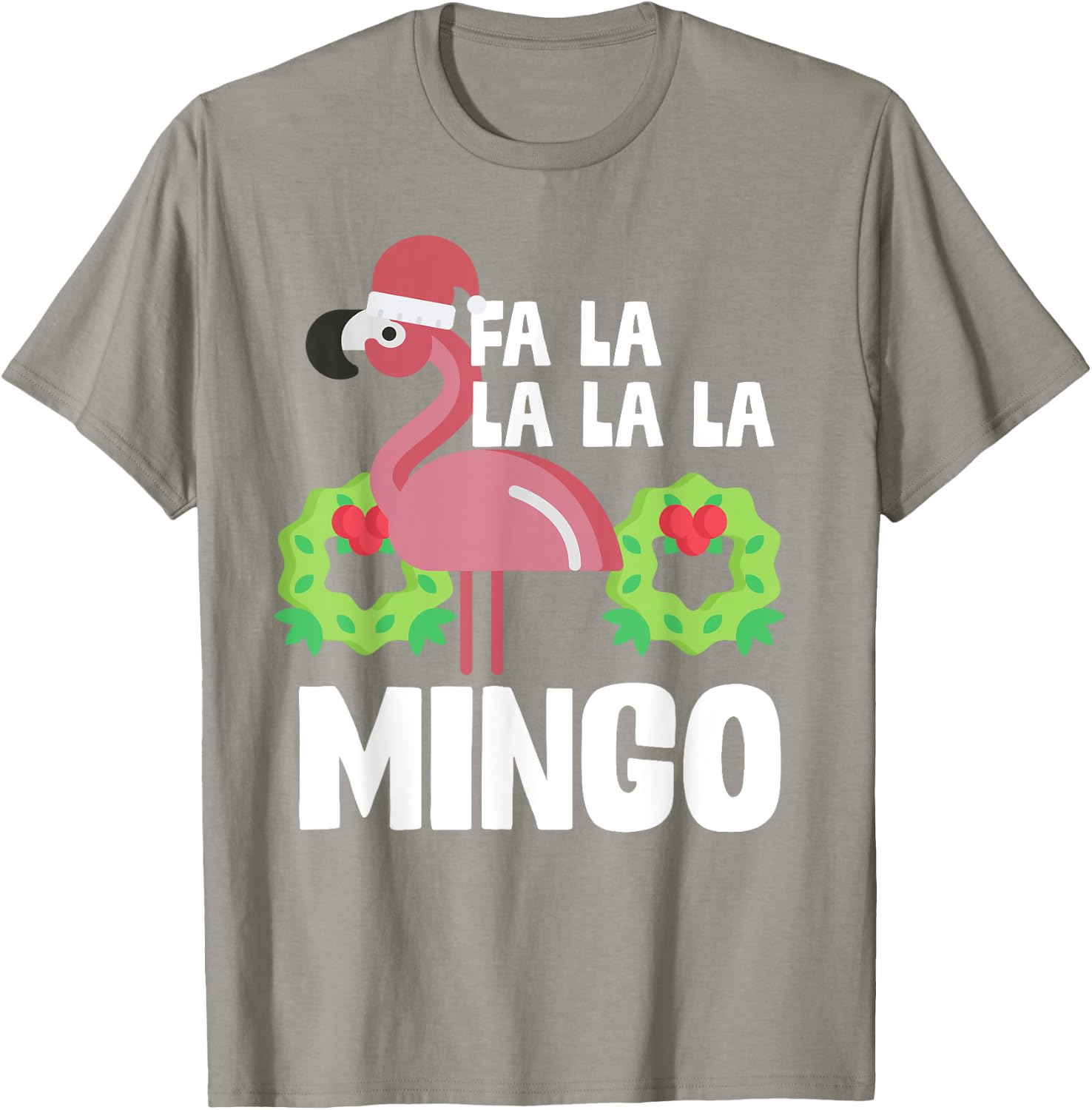 Fa La La Mingo Santa Christmas Flamingo Gift T-Shirt - T-Shirt | Sand