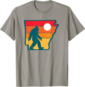Arkansas Vintage Outdoor Bigfoot State Sasquatch Team Retro T-Shirt - T-Shirt | Sand