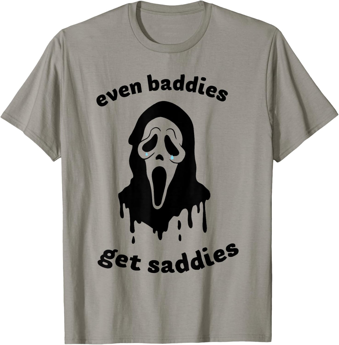Even Baddies Get Saddies Ghost Mental Health Halloween T-Shirt - T-Shirt | Sand