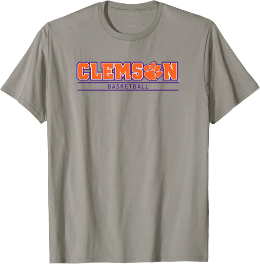 Clemson Tigers Basketball Athletics Gray Officially Licensed T-Shirt - T-Shirt | Sand